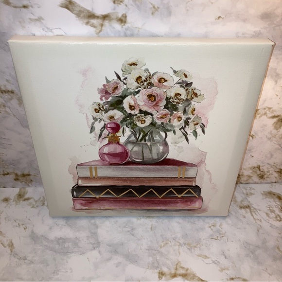 NEW Floral Watercolor Square Canvas Wall Art Feminine Glam Home Decor - Picture 8 of 17